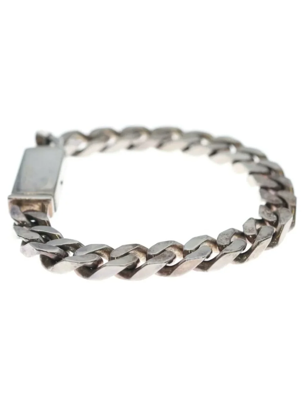 Gucci Chain Logo Plate Bracelet Silver